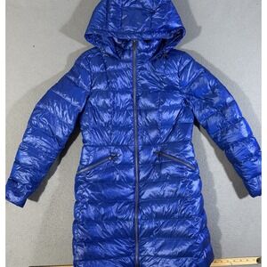 Lands' End Quilted Down Puffer Coat‎ Hooded Size Small 90% Down 10% Feathers